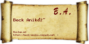 Beck Anikó névjegykártya